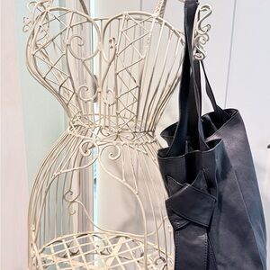 Vince Camuto "Cloud" Black Leather Tote Bag 13x13x5"